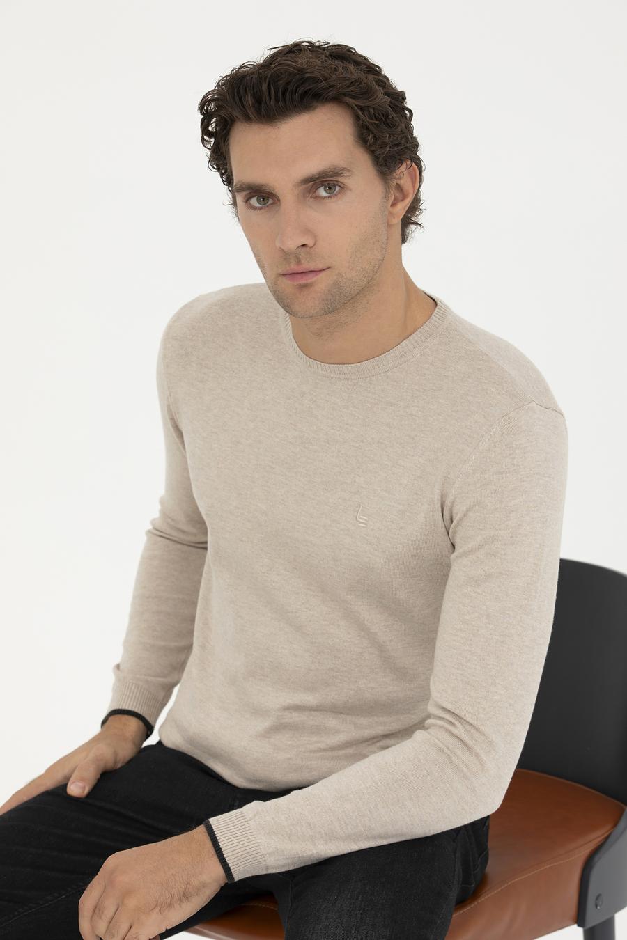 Kum Melanj Slim Fit Bisiklet Yaka Basic Triko Kazak - 50259092024