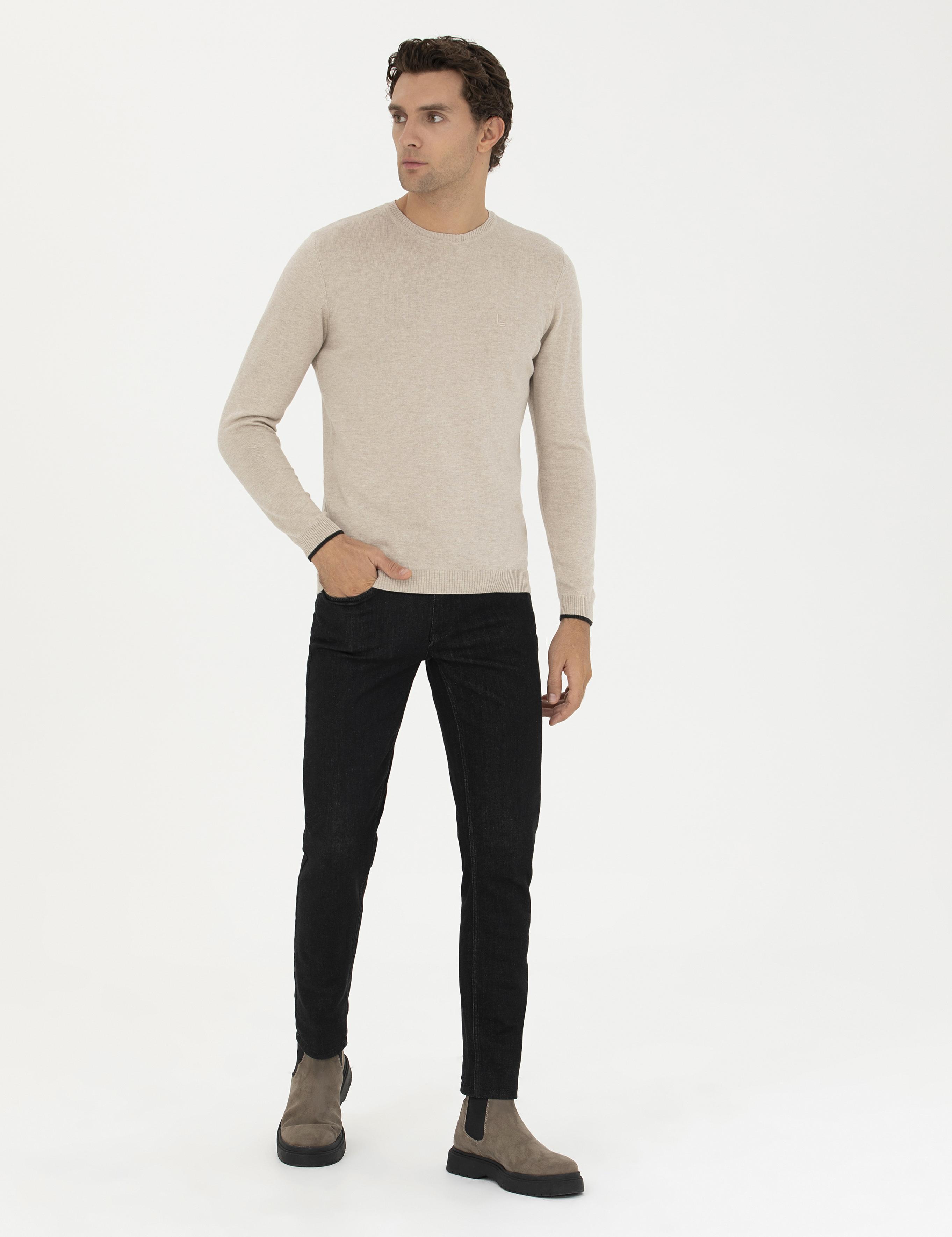 Kum Melanj Slim Fit Bisiklet Yaka Basic Triko Kazak - 50259092024