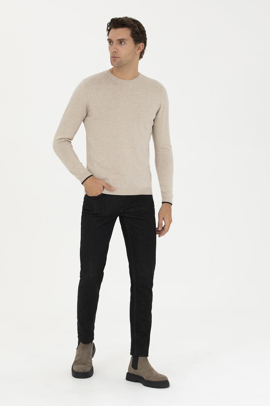 Kum Melanj Slim Fit Bisiklet Yaka Basic Triko Kazak - 50259092024