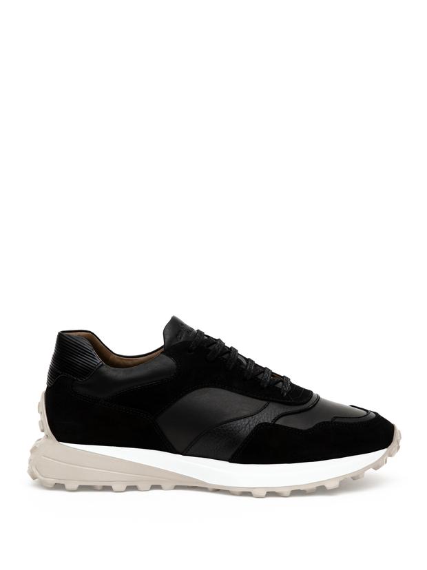Siyah Eva Taban %100 Deri Sneaker Ayakkabı