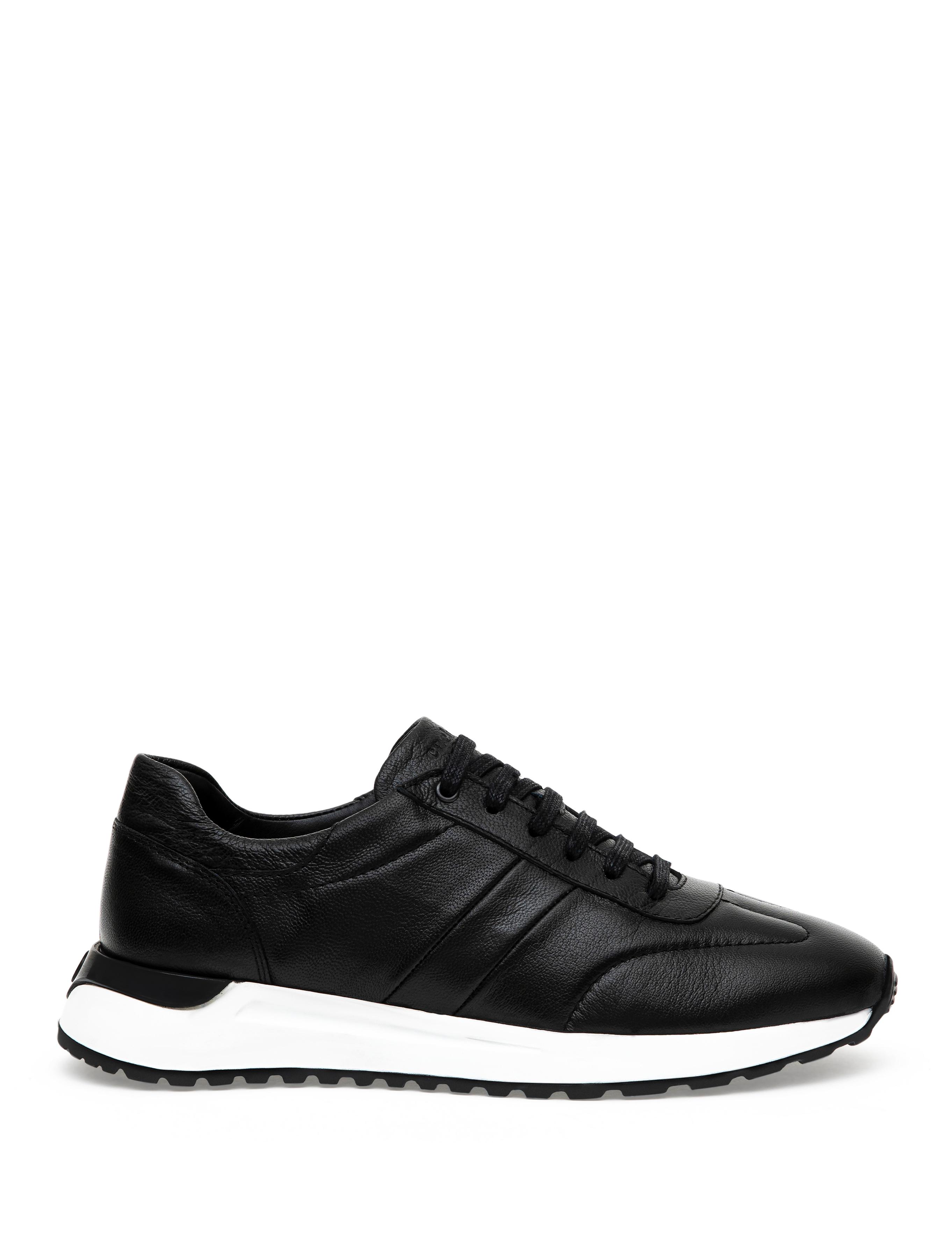 Siyah %100 Deri Sneaker Ayakkabı - 50290272006