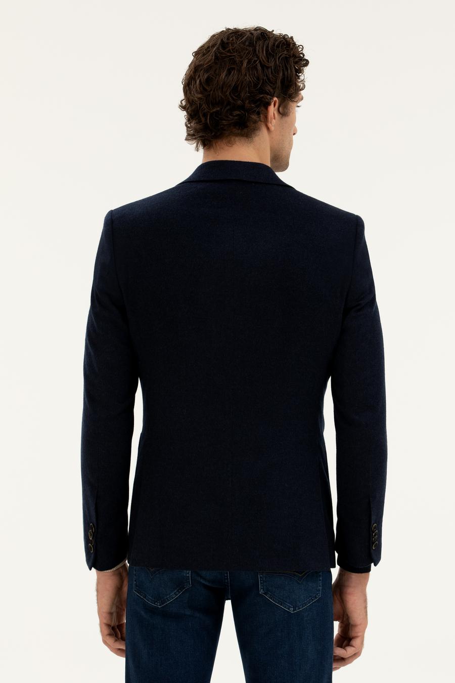 Lacivert Slim Fit Kaşmir Ceket - 50279527053