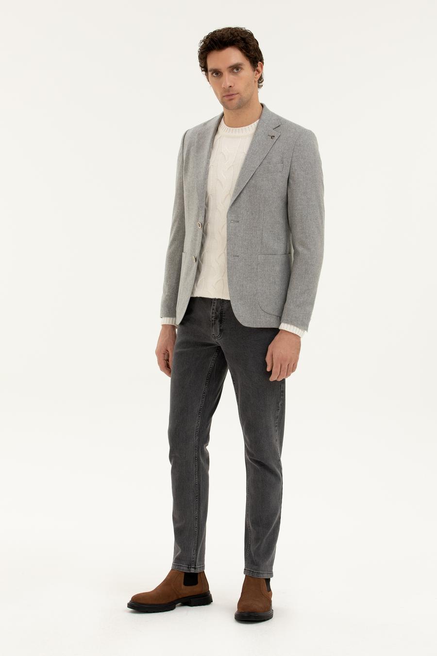 Gri Slim Fit Kaşmir Ceket - 50284775005