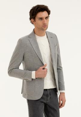 Gri Slim Fit Kaşmir Ceket