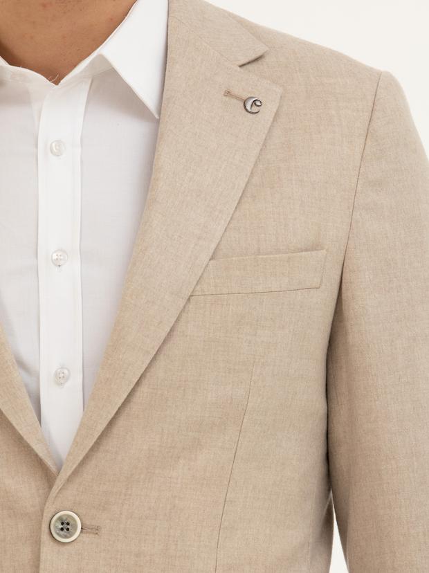 Bej Slim Fit Kaşmir Ceket