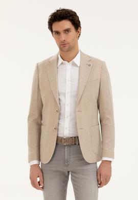 Bej Slim Fit Kaşmir Ceket