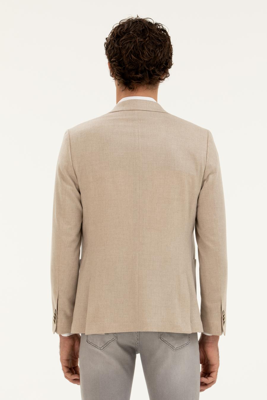 Bej Slim Fit Kaşmir Ceket - 50284775038