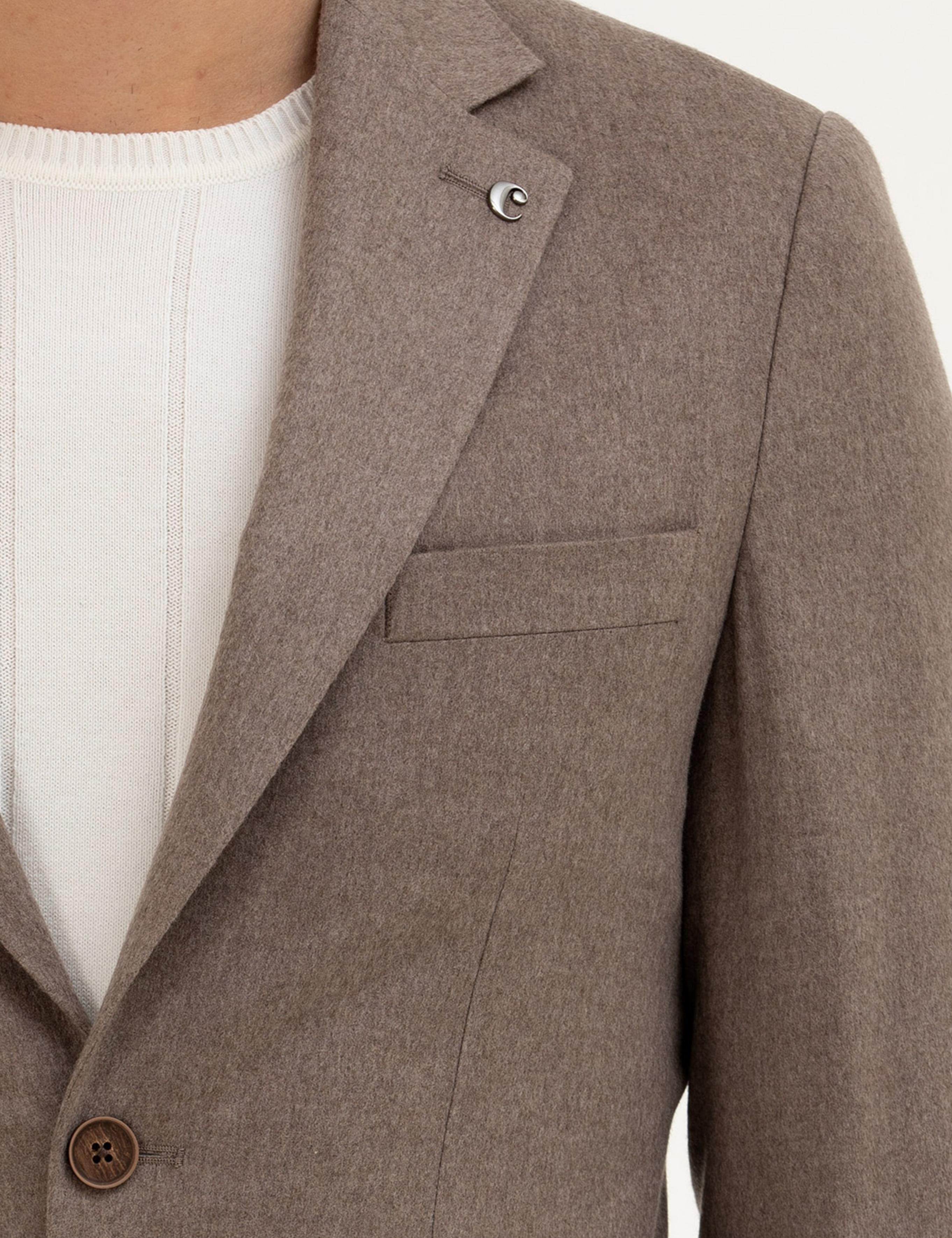 Açık Kahverengi Slim Fit Kaşmir Ceket - 50284775071