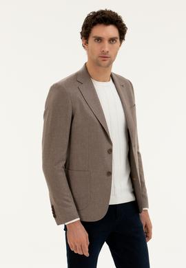 Açık Kahverengi Slim Fit Kaşmir Ceket