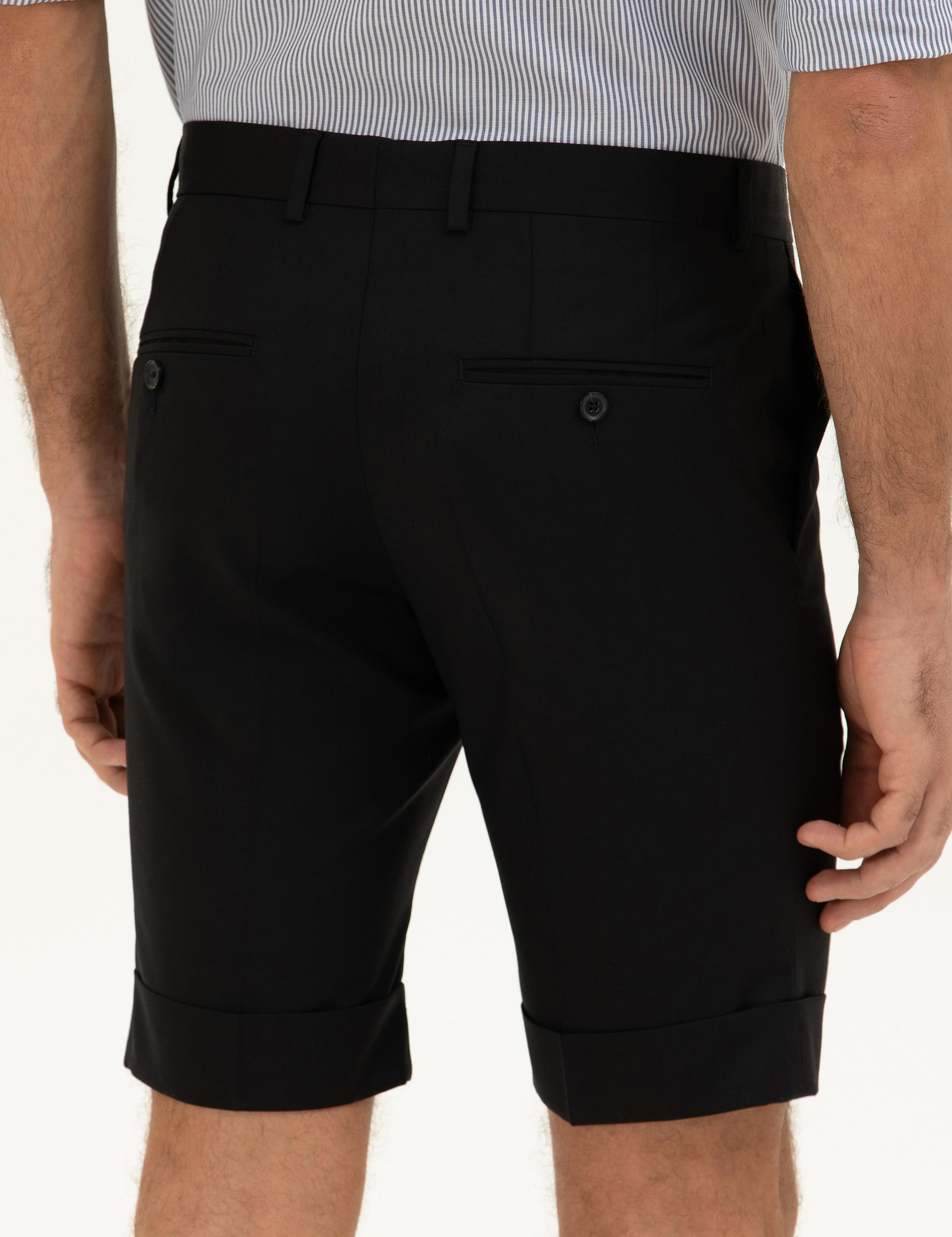 Siyah Slim Fit Şort - 50223482003