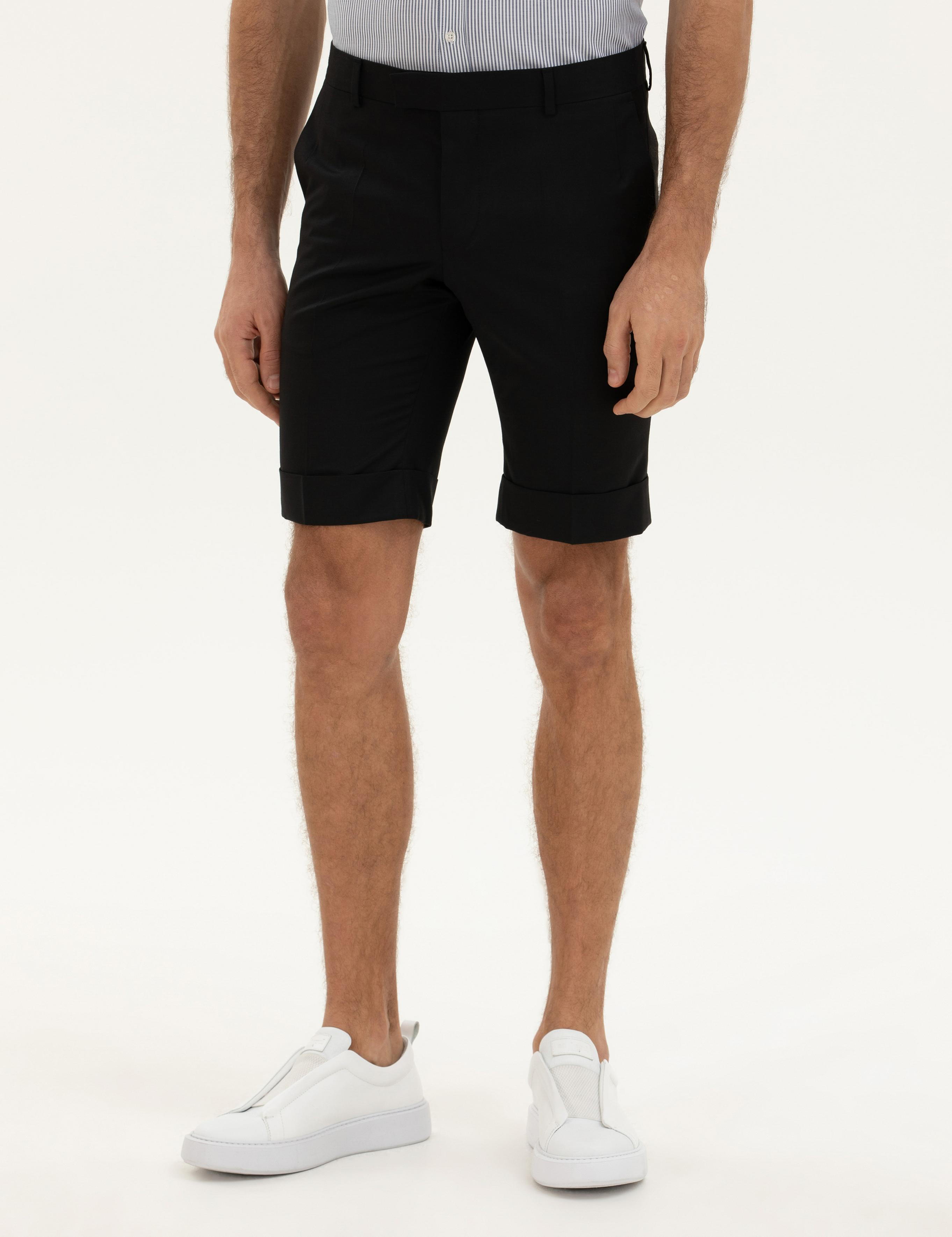 Siyah Slim Fit Şort - 50223482003