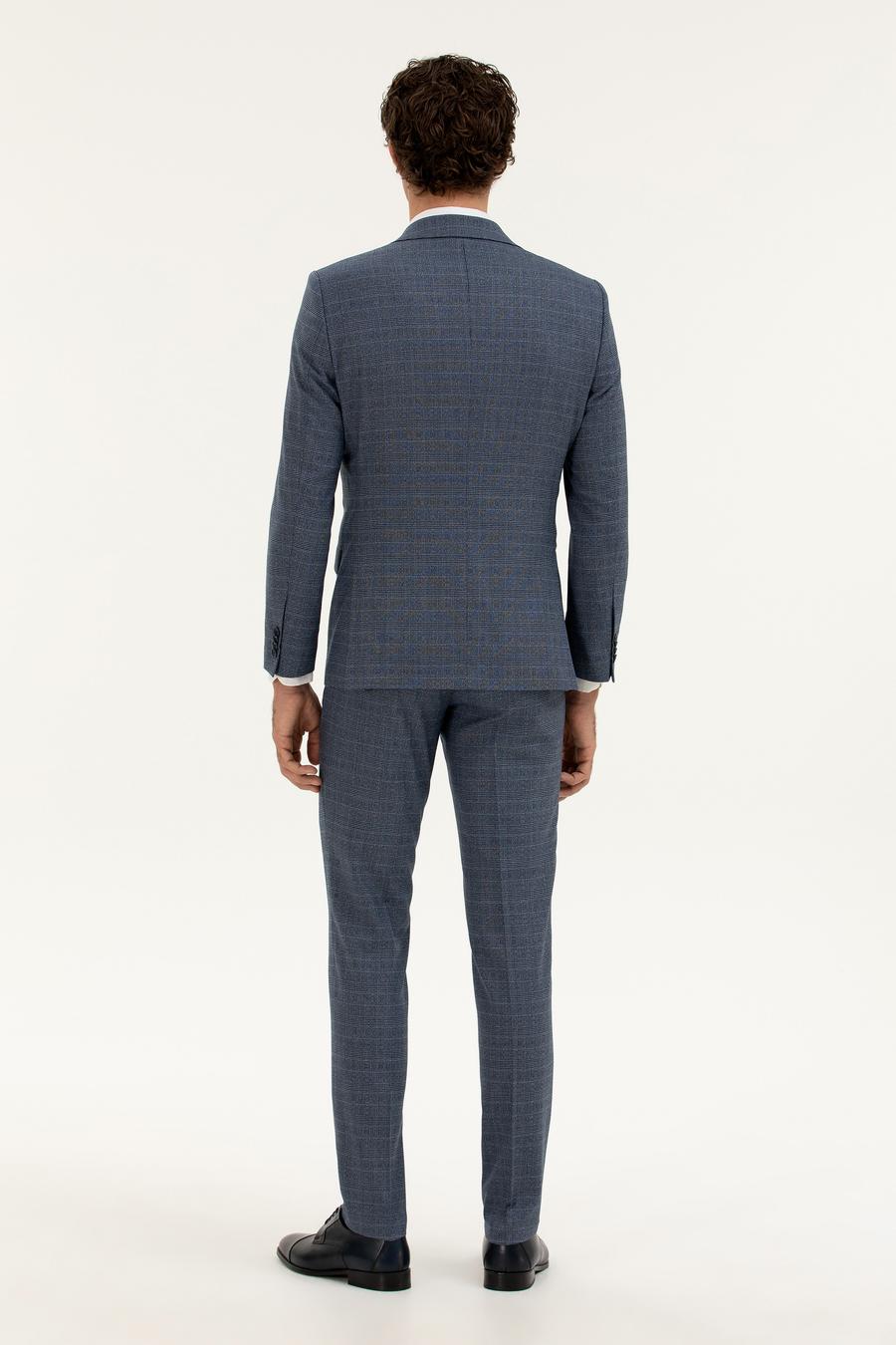 Mavi Slim Fit Ekose Takım Elbise - 50287888047