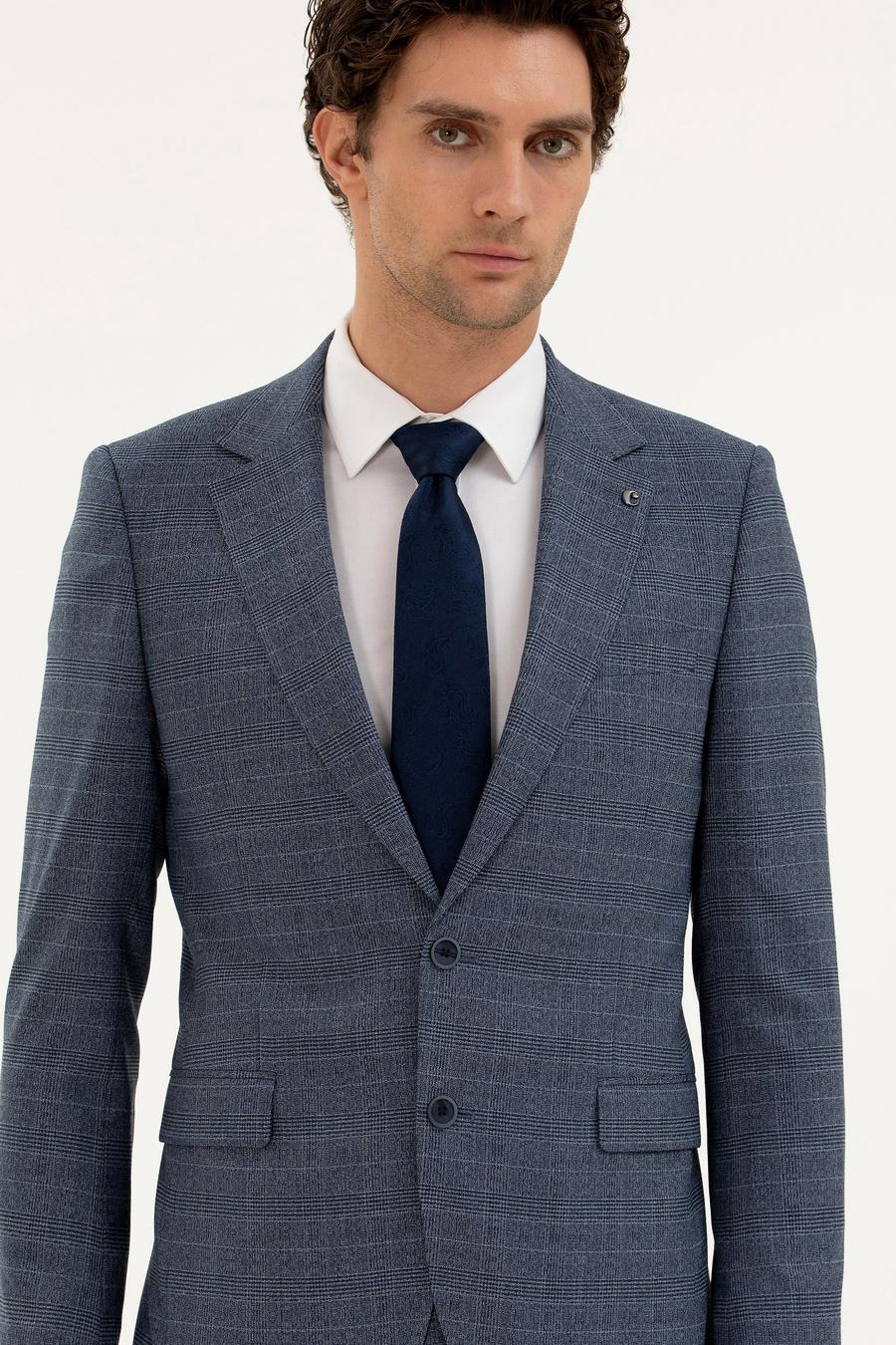 Mavi Slim Fit Ekose Takım Elbise - 50287888047