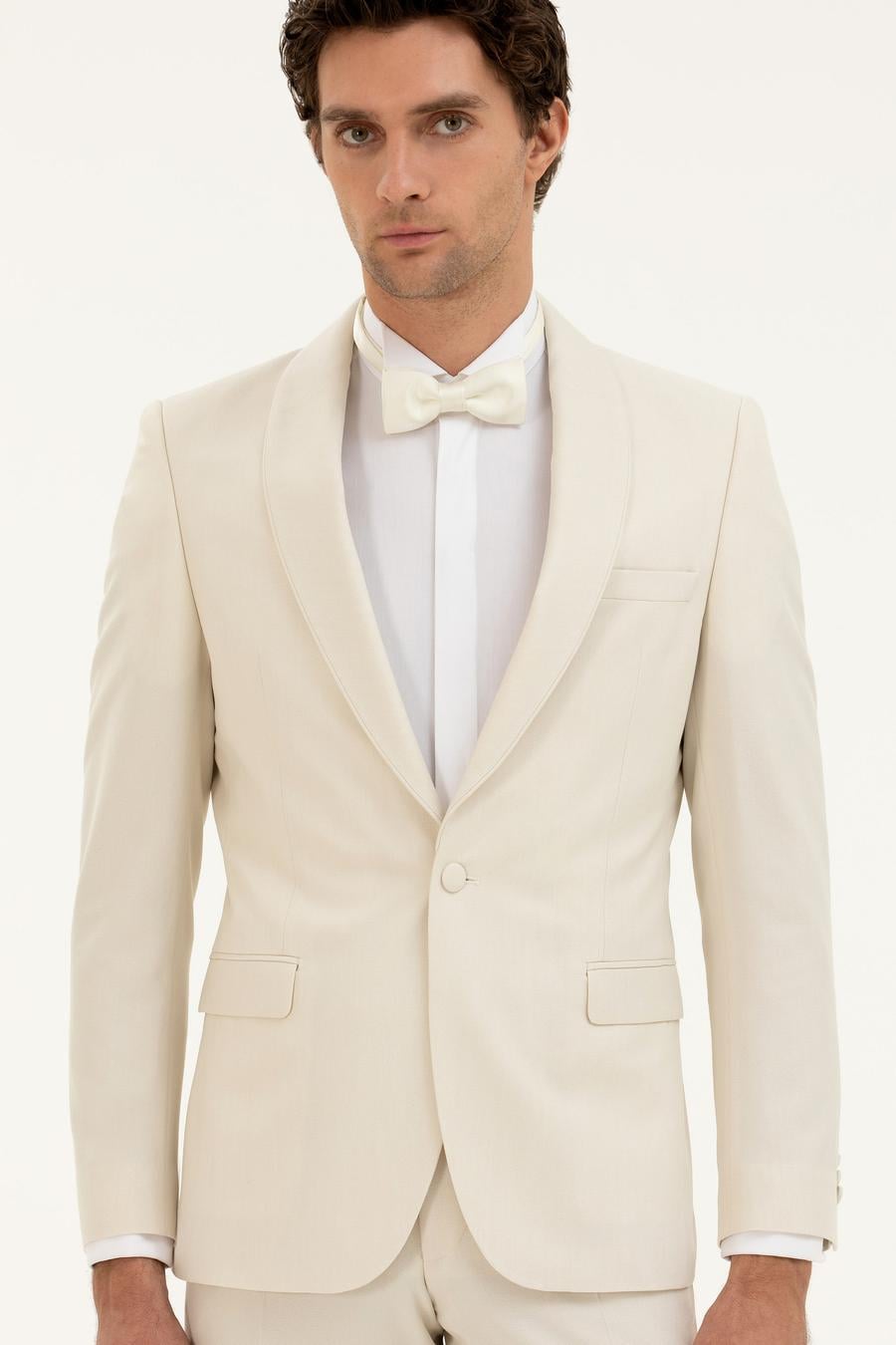Ekru Slim Fit Smokin - 50287246056
