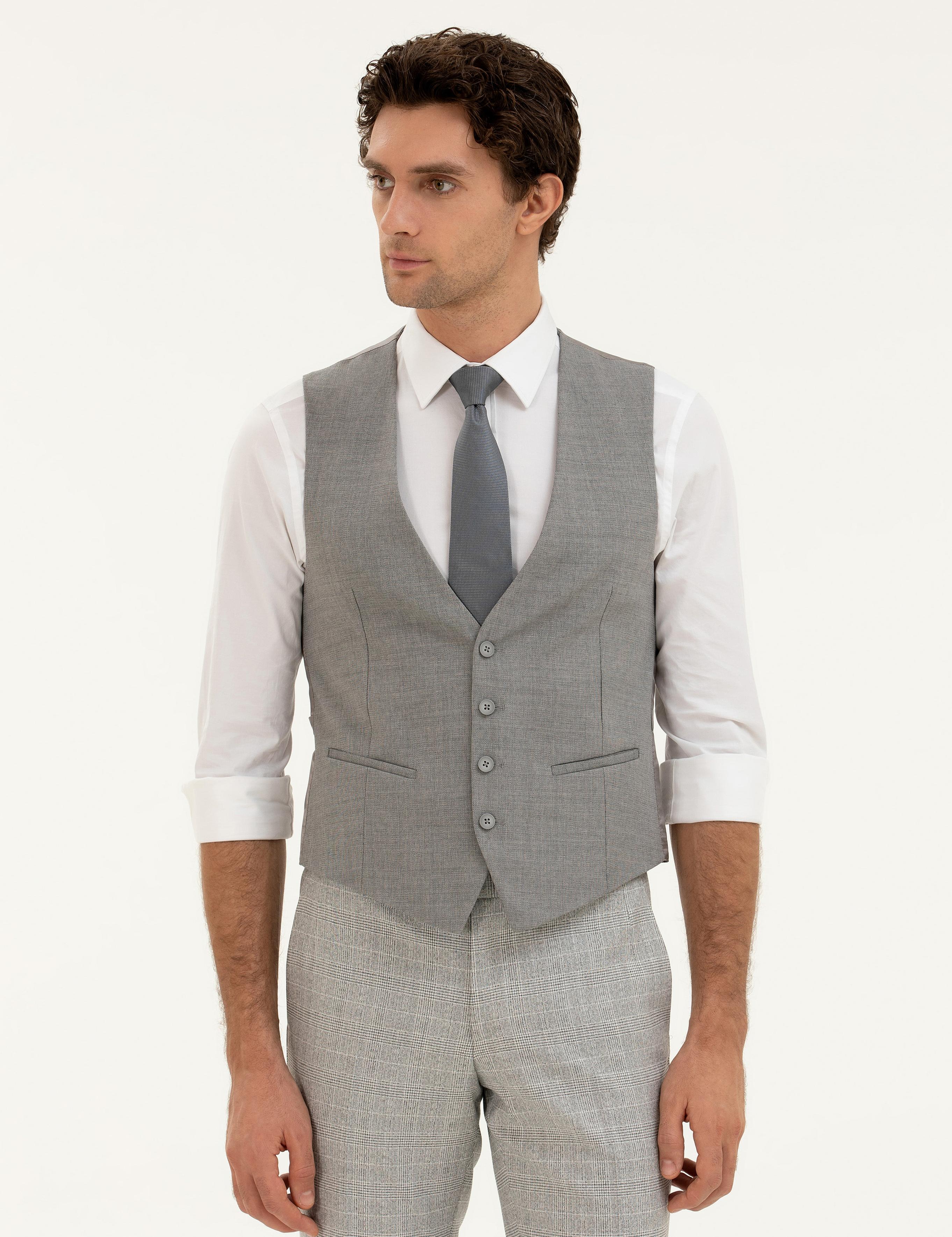 Gri Slim Fit Yelek - 50270158005