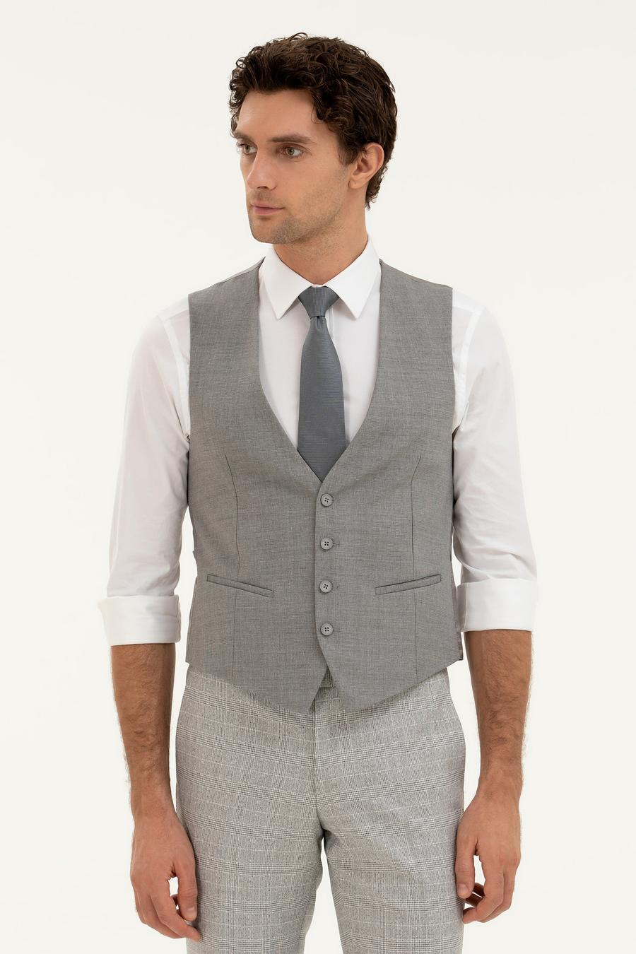 Gri Slim Fit Yelek - 50270158005