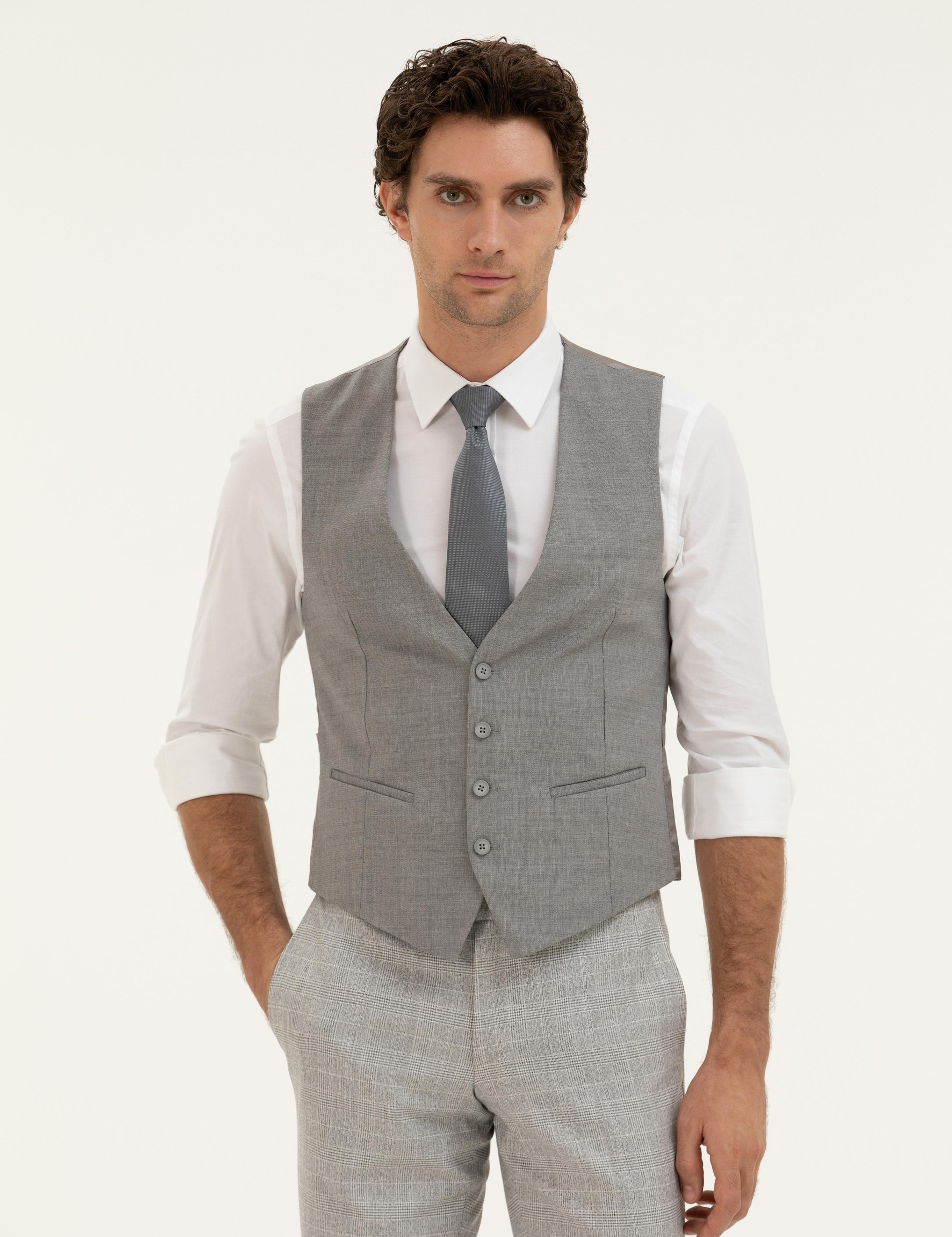 Gri Slim Fit Yelek - 50270158005