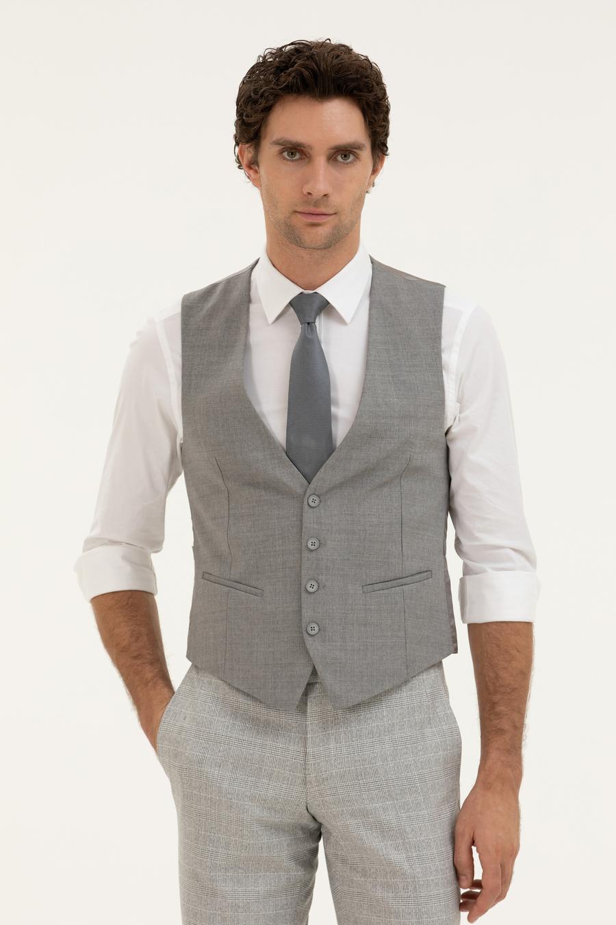 Gri Slim Fit Yelek - 50270158005