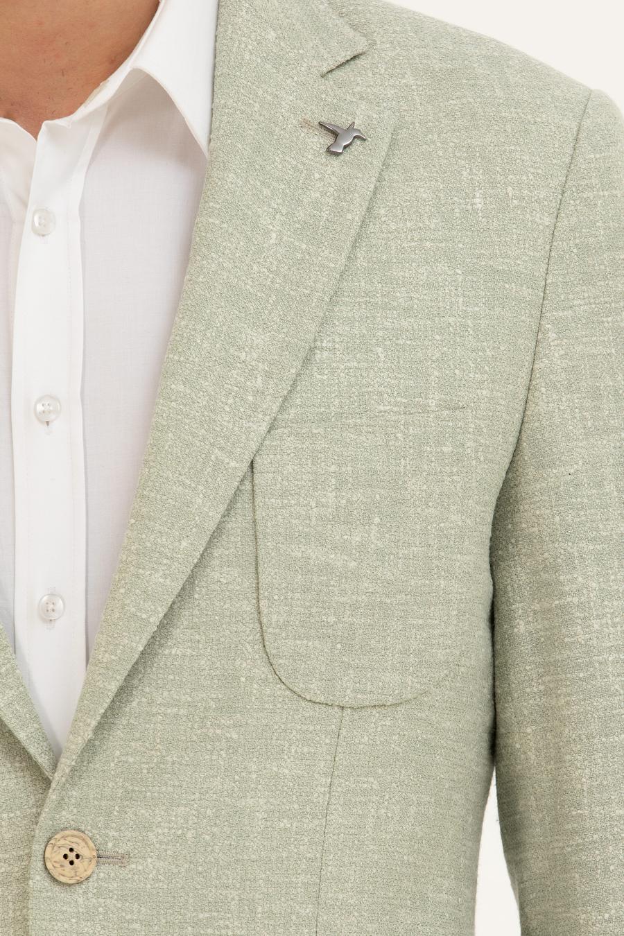 Çağla Yeşili Slim Fit Yün İpek Karışımlı Ceket - 50284564056