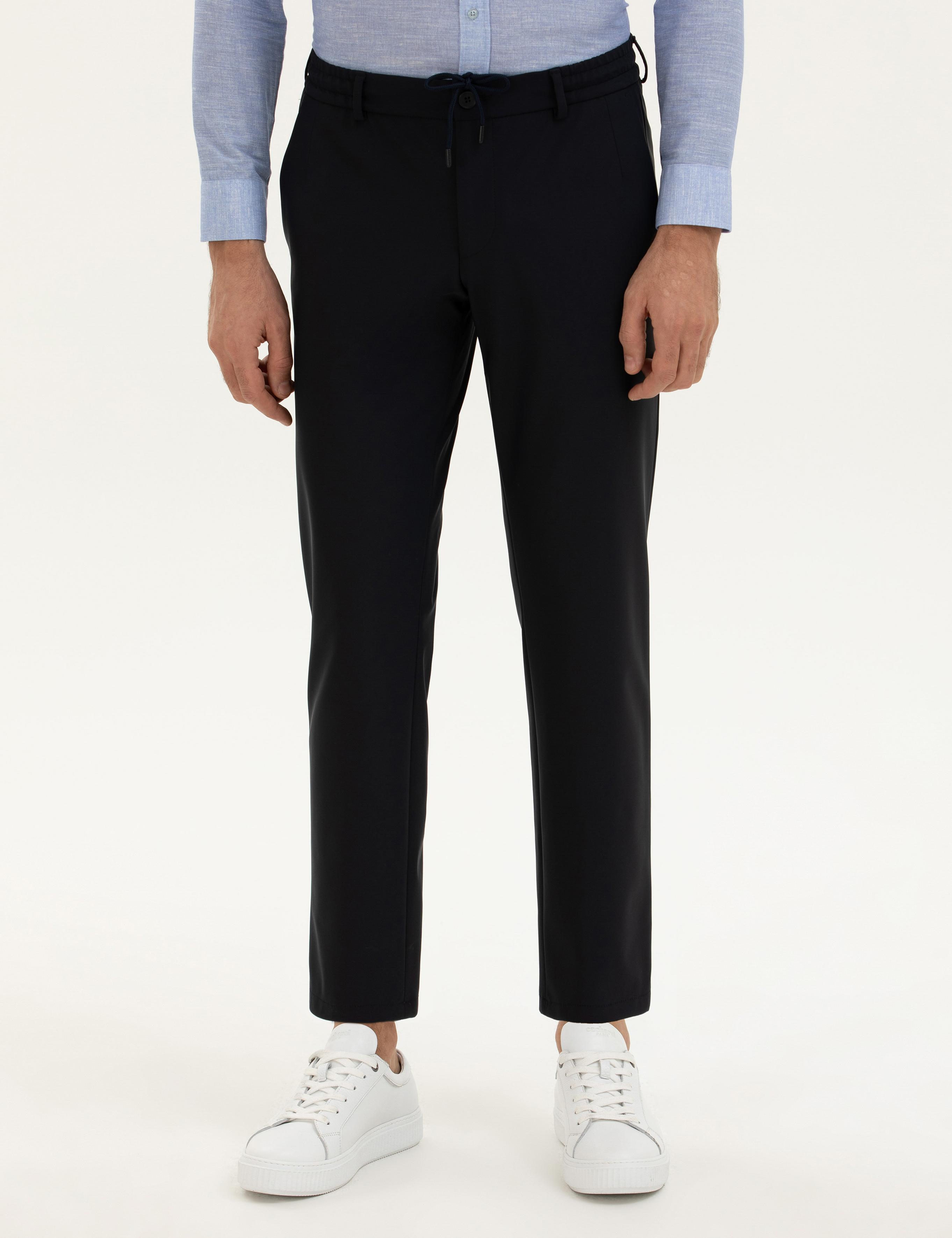 Lacivert Slim Fit Beli bağcıklı Kumaş Pantolon - 50276880016