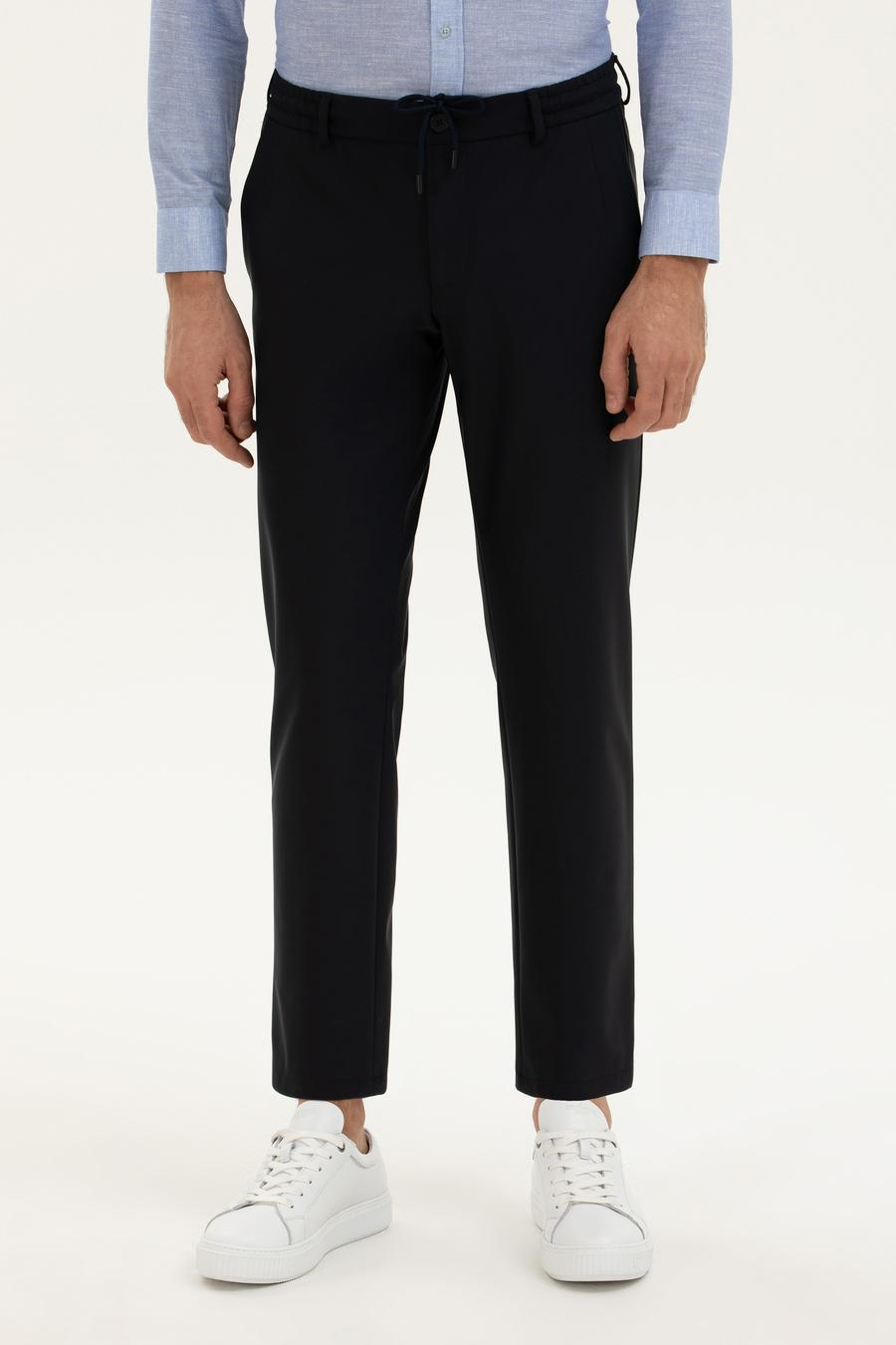 Lacivert Slim Fit Beli bağcıklı Kumaş Pantolon - 50276880016