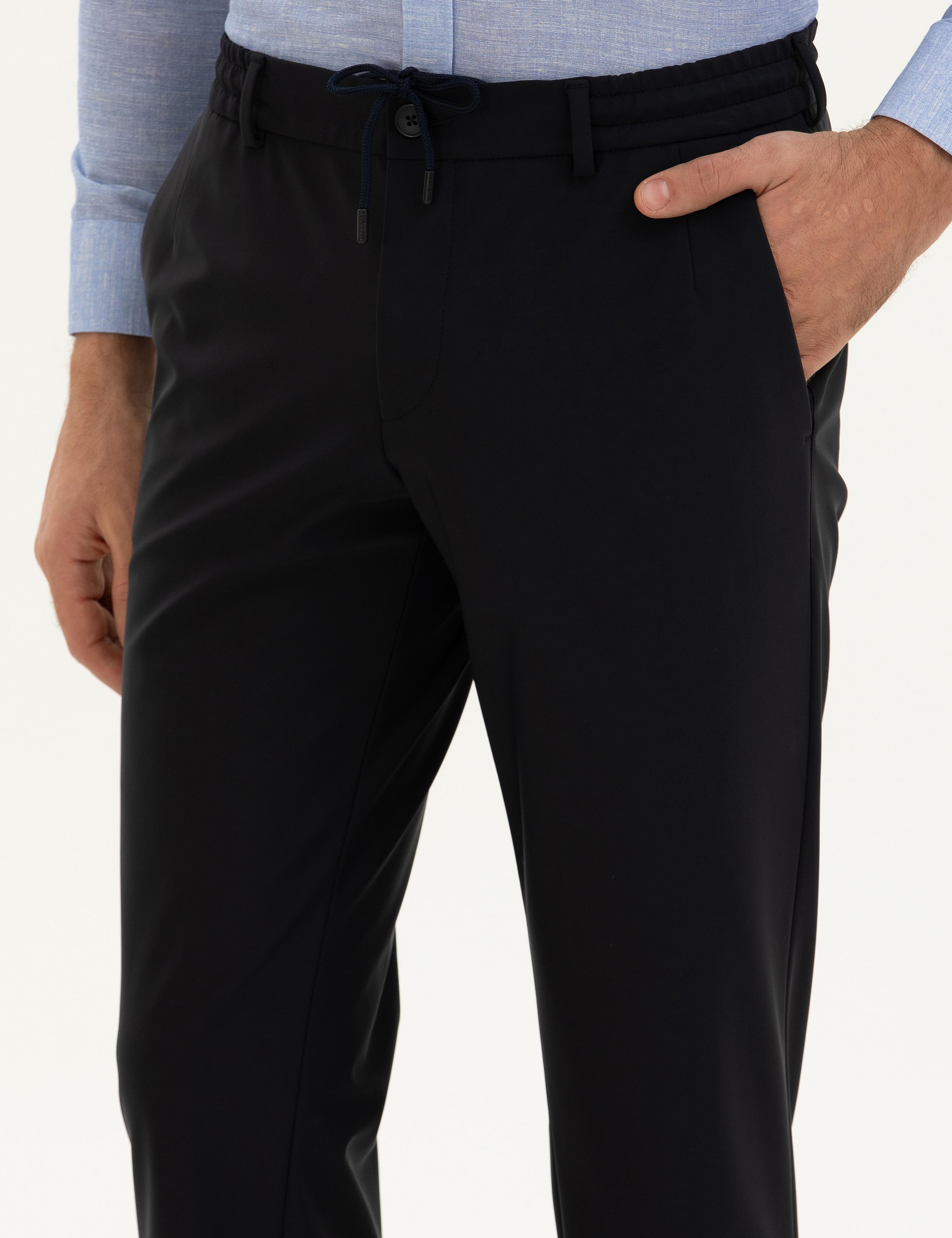 Lacivert Slim Fit Beli bağcıklı Kumaş Pantolon - 50276880016
