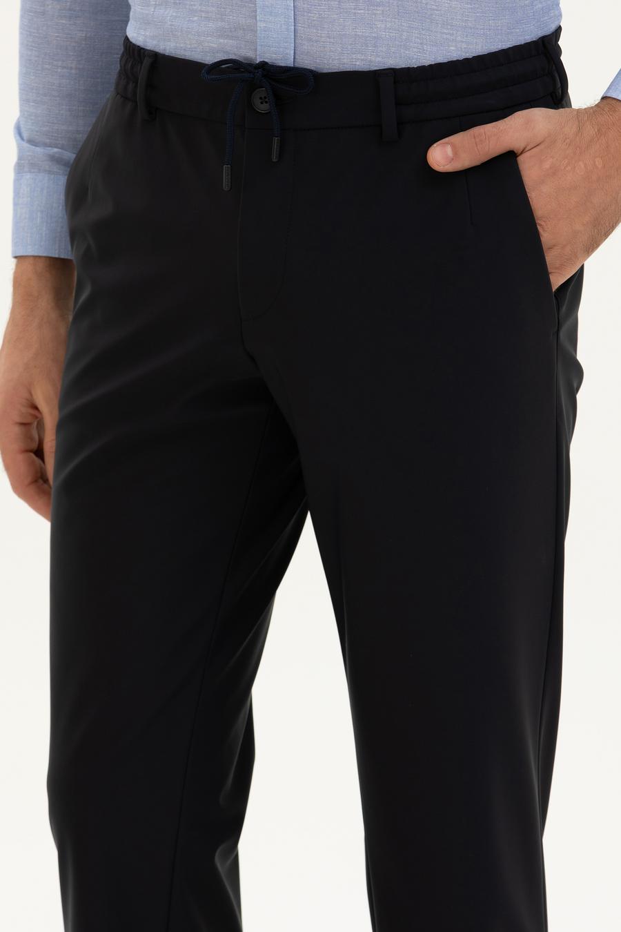 Lacivert Slim Fit Beli bağcıklı Kumaş Pantolon - 50276880016