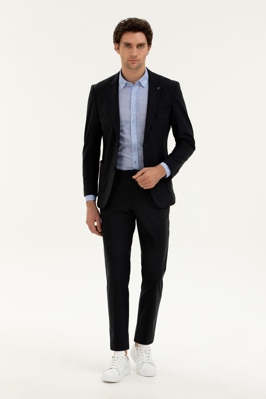 Lacivert Slim Fit Beli bağcıklı Kumaş Pantolon - 50276880016