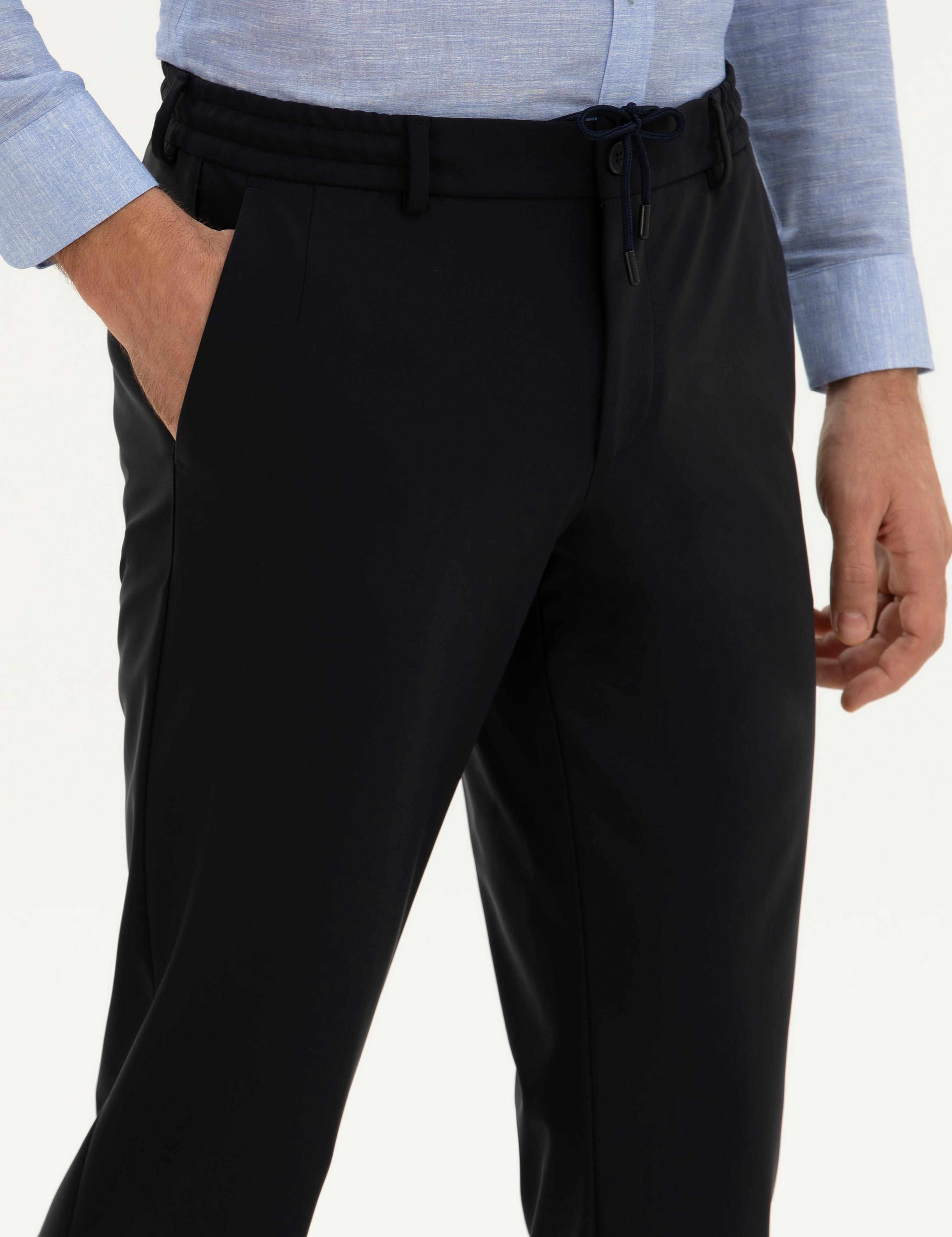 Lacivert Slim Fit Beli bağcıklı Kumaş Pantolon - 50276880016
