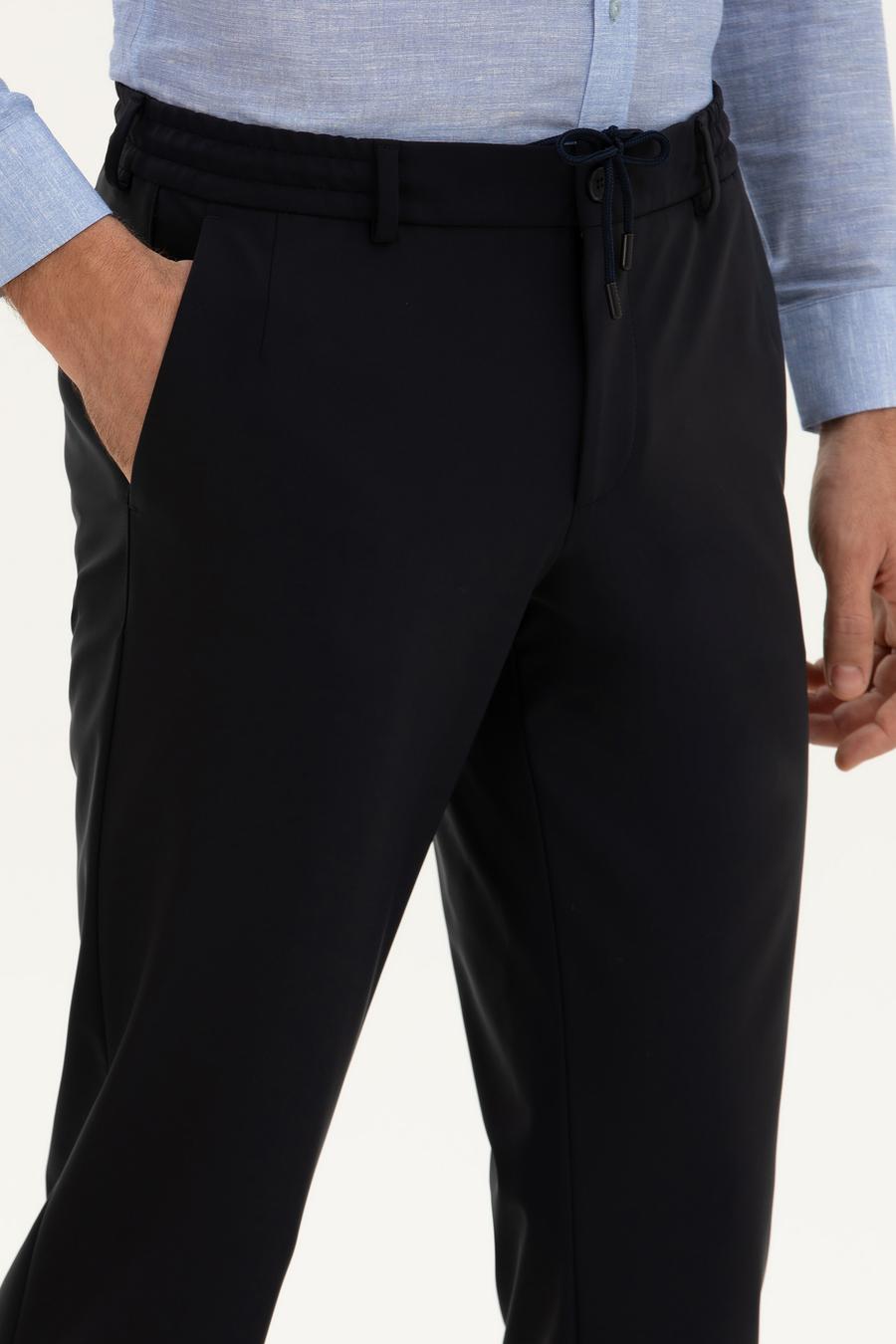 Lacivert Slim Fit Beli bağcıklı Kumaş Pantolon - 50276880016