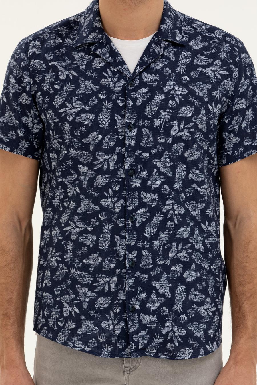 Lacivert Regular Fit Kısa Kollu Gömlek - 50284428021