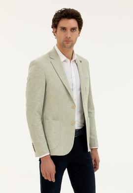 Çağla Yeşili Slim Fit Yün İpek Karışımlı Ceket