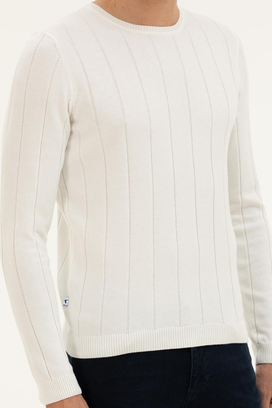 Ekru Regular Fit Bisiklet Yaka Triko Kazak - 50279607029