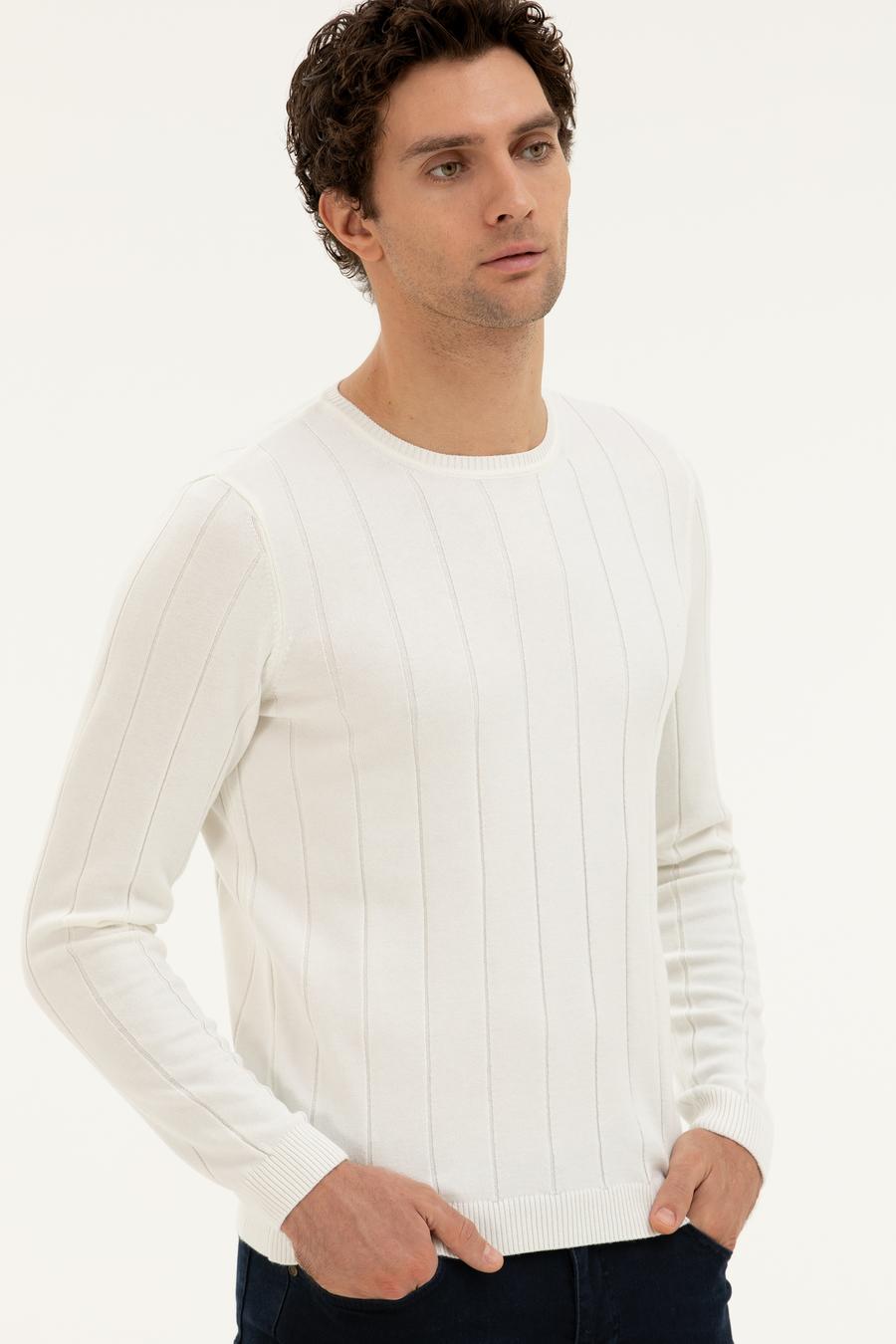 Ekru Regular Fit Bisiklet Yaka Triko Kazak - 50279607029