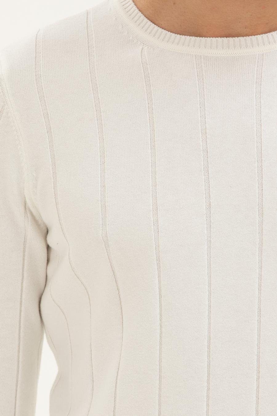 Ekru Regular Fit Bisiklet Yaka Triko Kazak - 50279607029