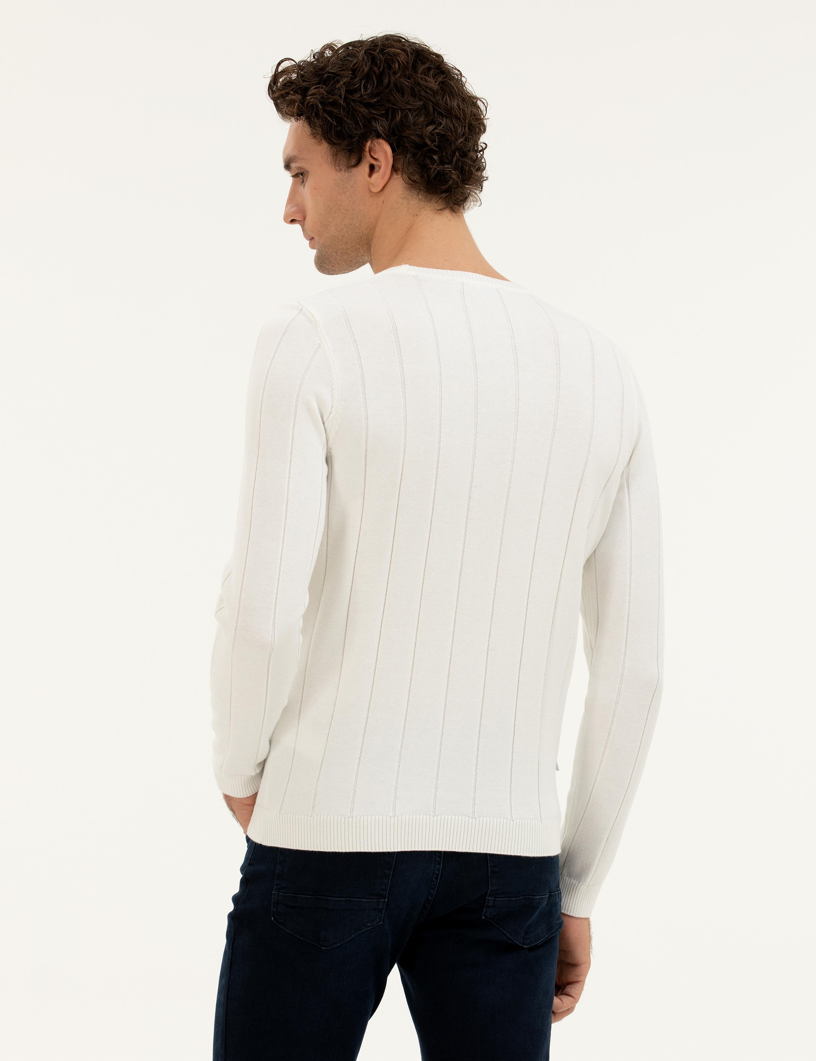 Ekru Regular Fit Bisiklet Yaka Triko Kazak - 50279607029