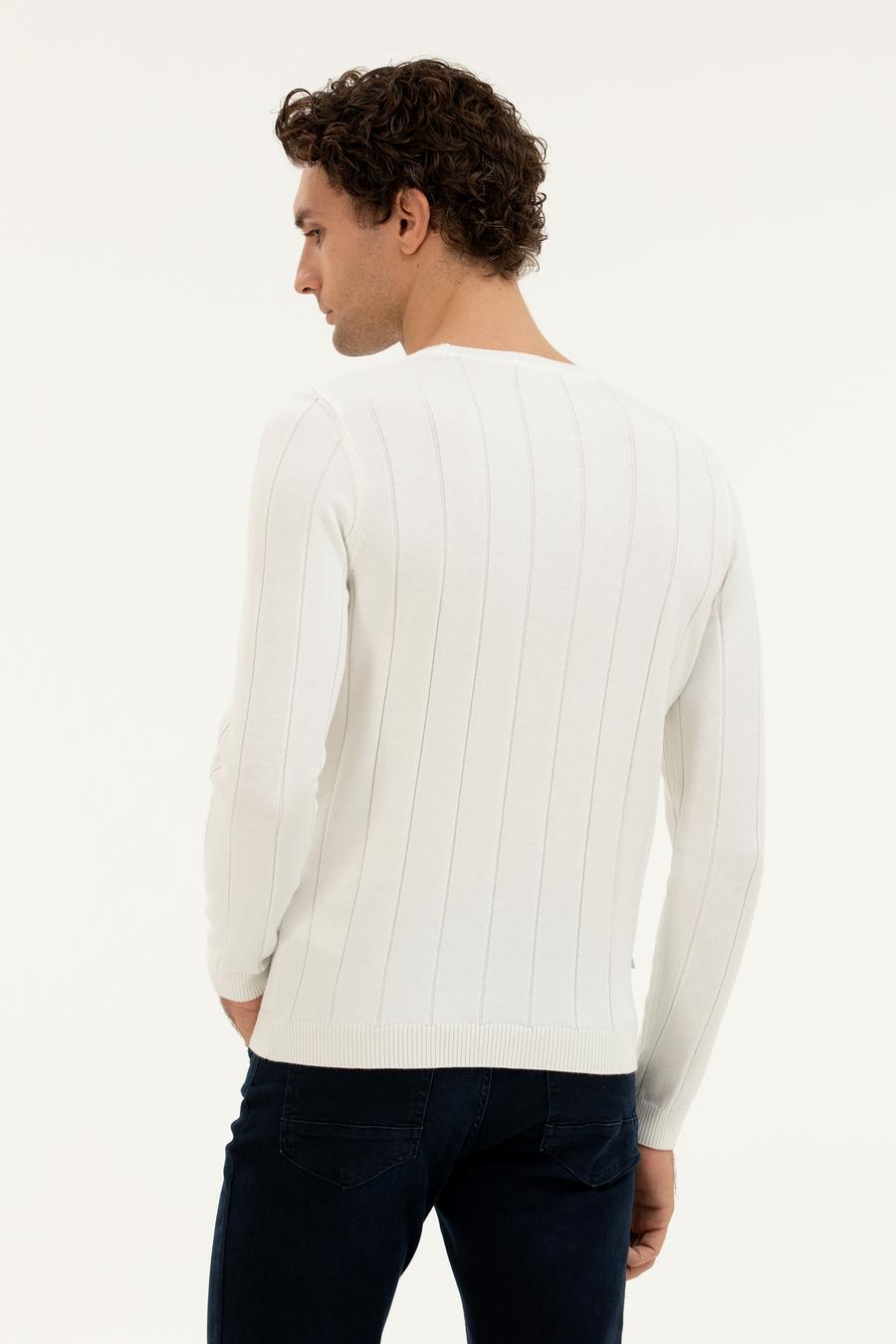 Ekru Regular Fit Bisiklet Yaka Triko Kazak - 50279607029