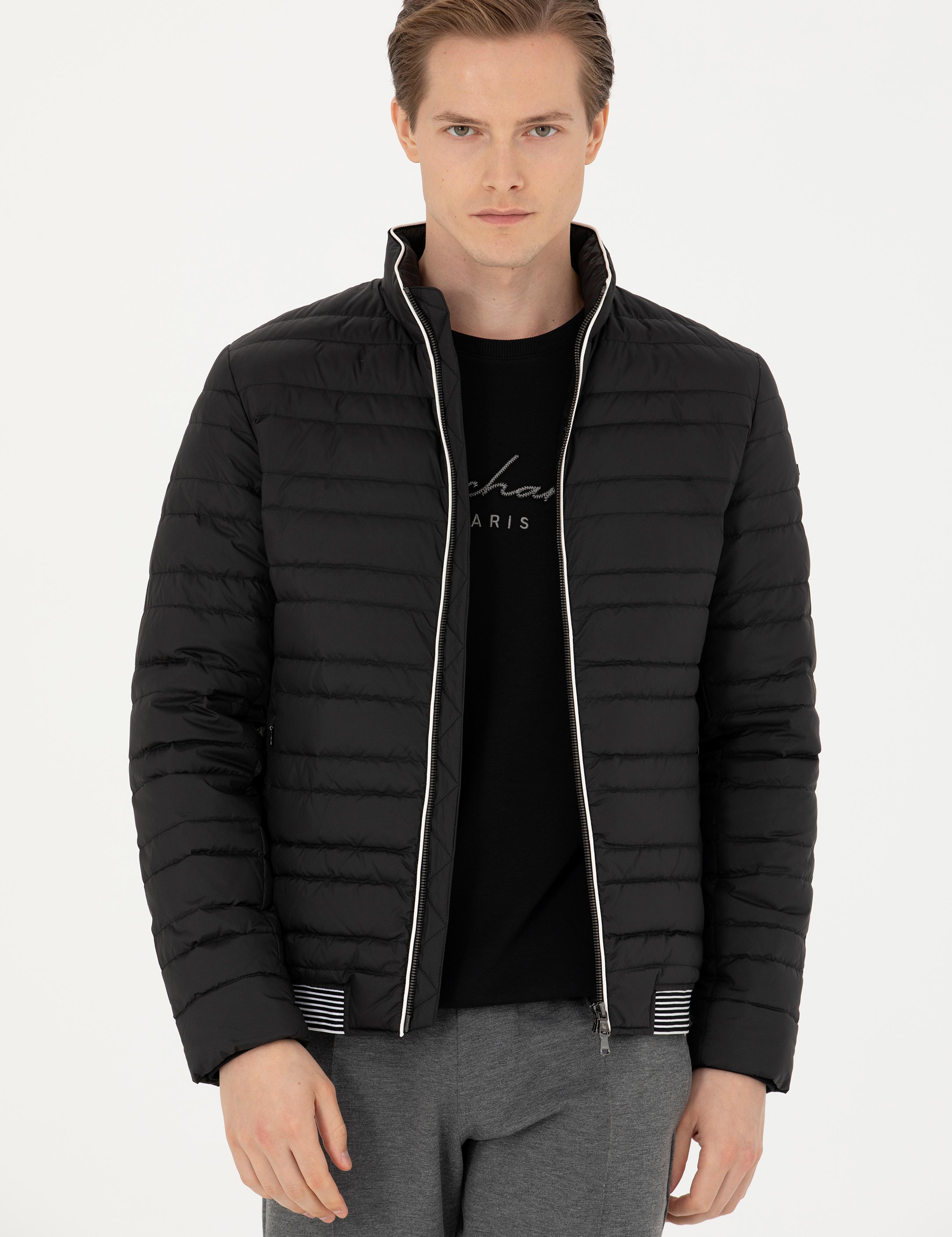 Siyah İnce Kapitone Mont - 50273790002