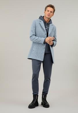 İndigo Yün Karışımlı Ekstra Slim Fit Kaşe Kaban