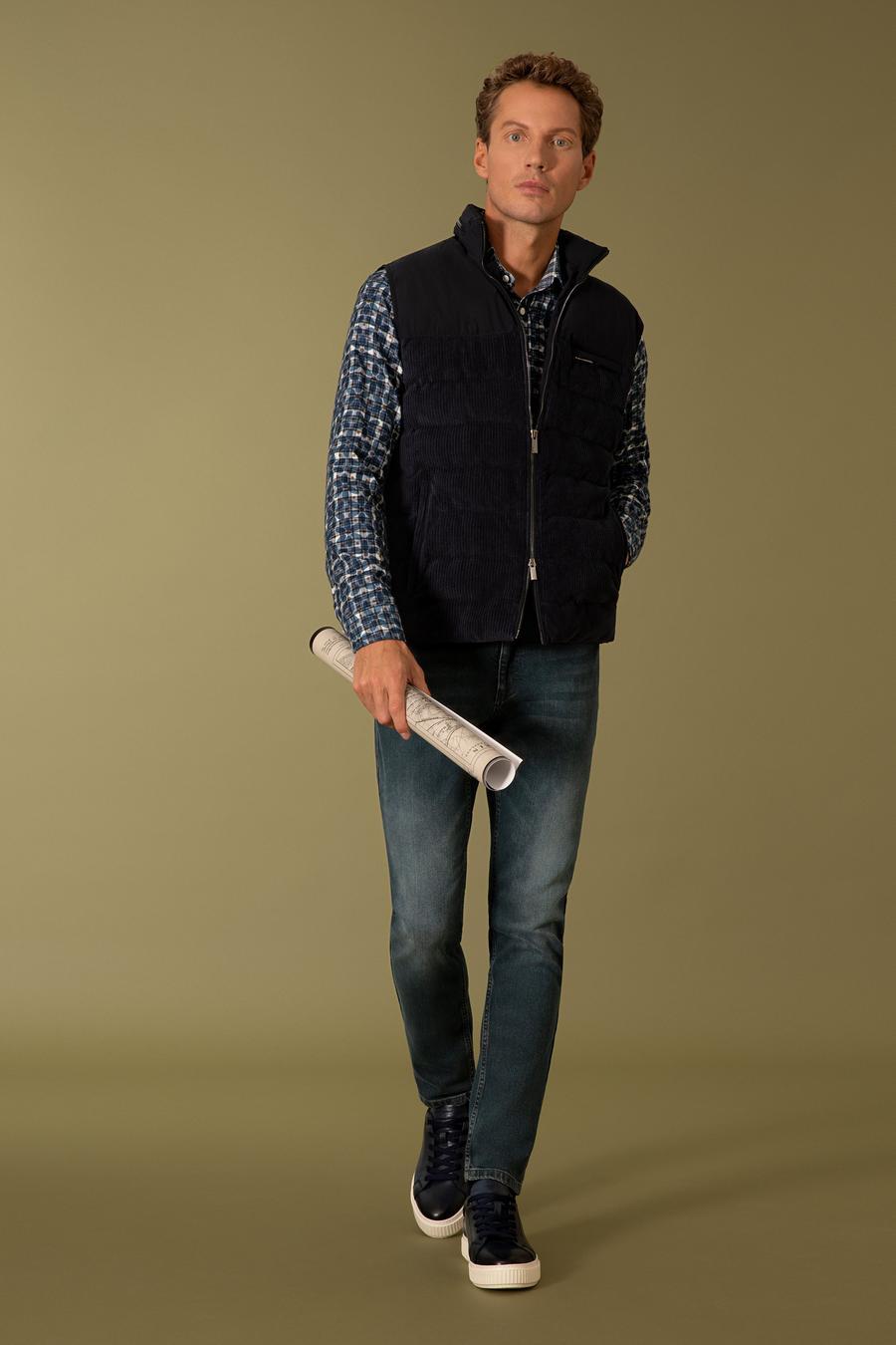 Lacivert Slim Fit Dolgulu Pamuk Karışımlı Mont Yelek - 50274460062