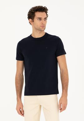Lacivert Slim Fit Bisiklet Yaka Basic T-Shirt