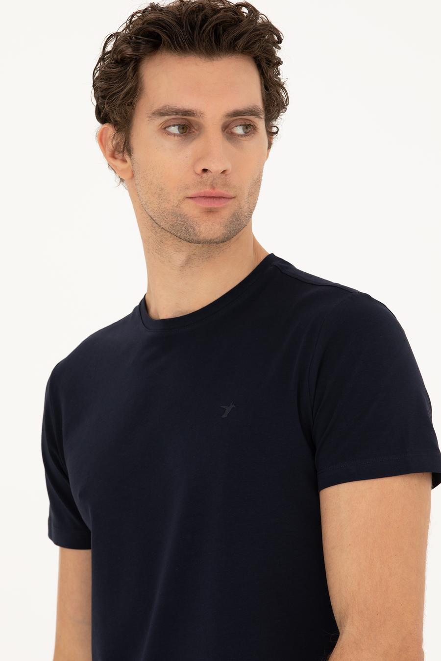 Lacivert Slim Fit Bisiklet Yaka Basic T-Shirt - 50284773015