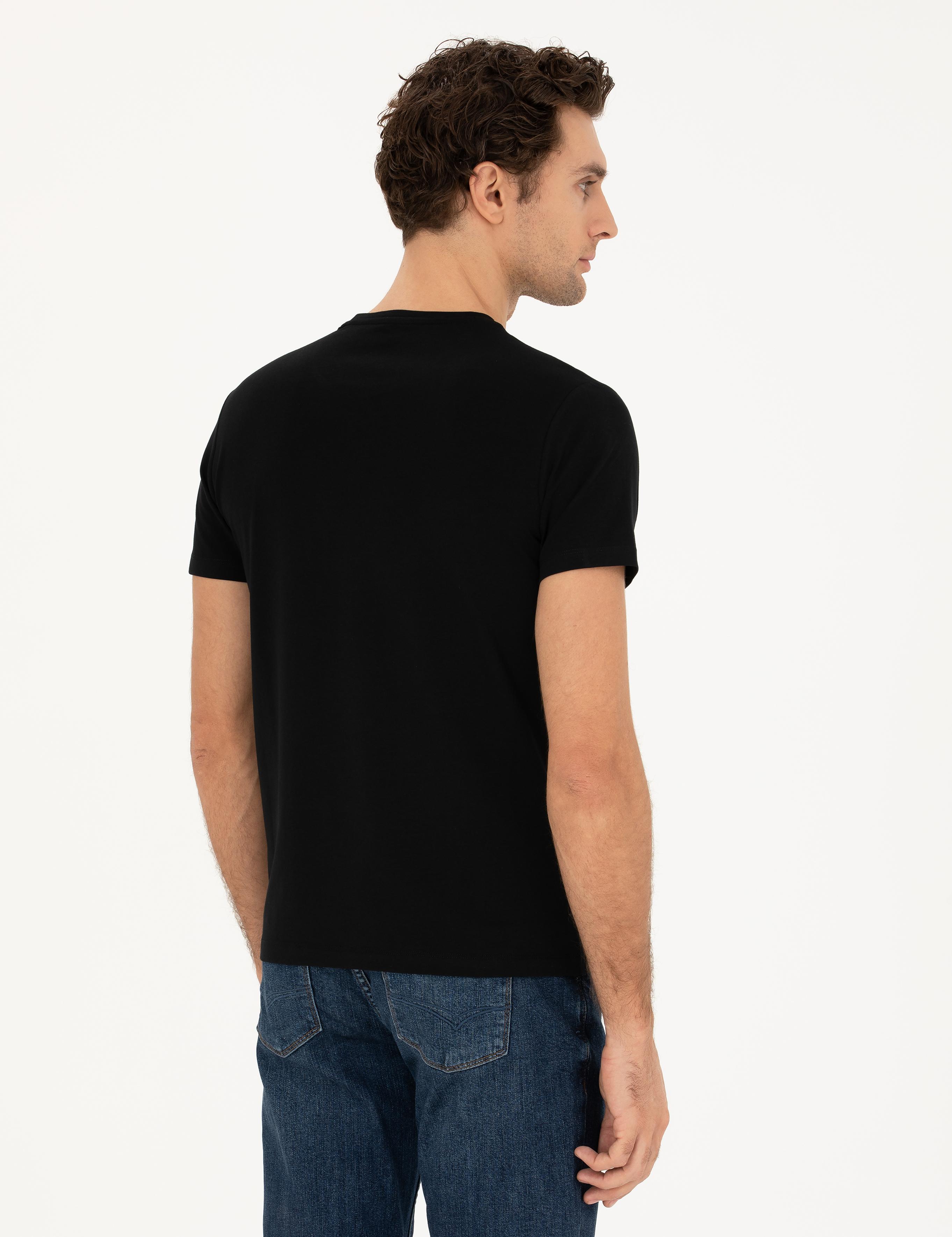 Siyah Slim Fit Bisiklet Yaka Basic T-Shirt - 50284773023