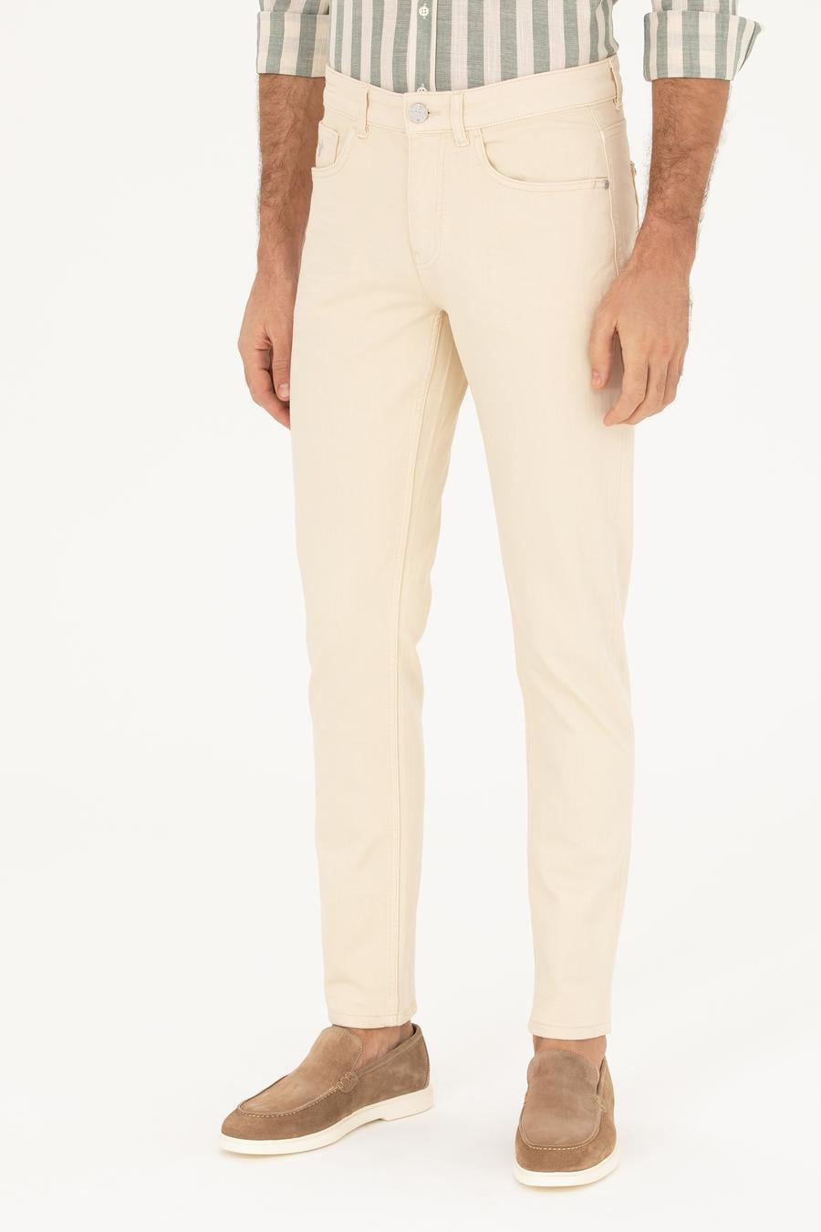 Bej Slim Fit Pamuk Karışımlı Jean Pantolon - 50284453107