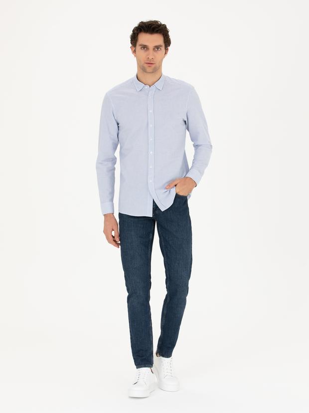 Koyu Mavi Slim Fit Pamuk Karışımlı Jean Pantolon