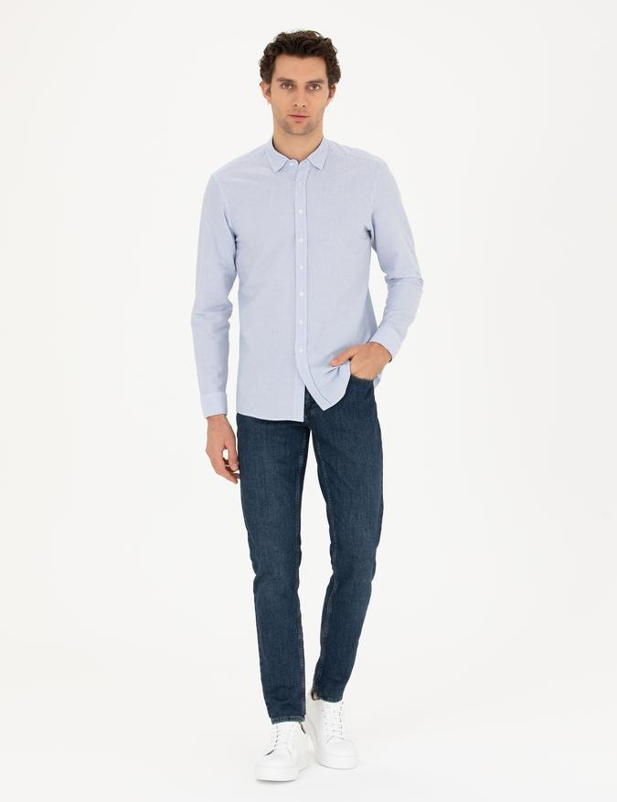 Koyu Mavi Slim Fit Pamuk Karışımlı Jean Pantolon