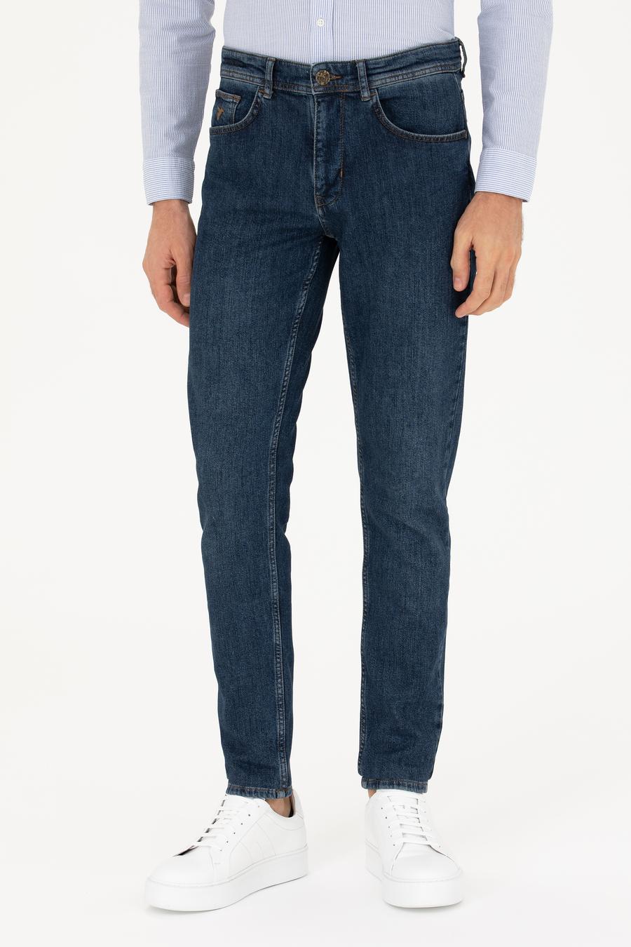 Koyu Mavi Slim Fit Pamuk Karışımlı Jean Pantolon - 50284455062