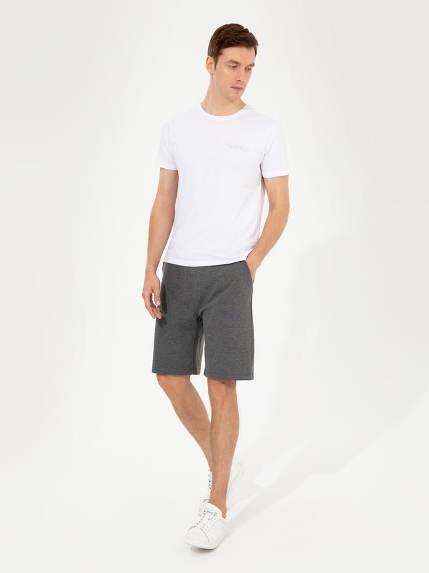 Gri Melanj Comfort Fit Örme Şort