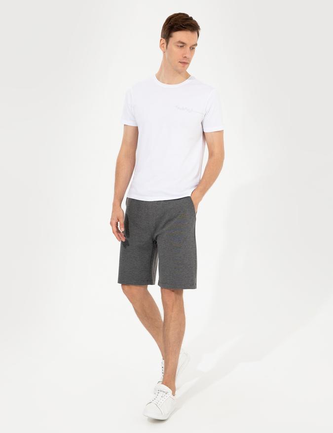 Gri Melanj Comfort Fit Örme Şort