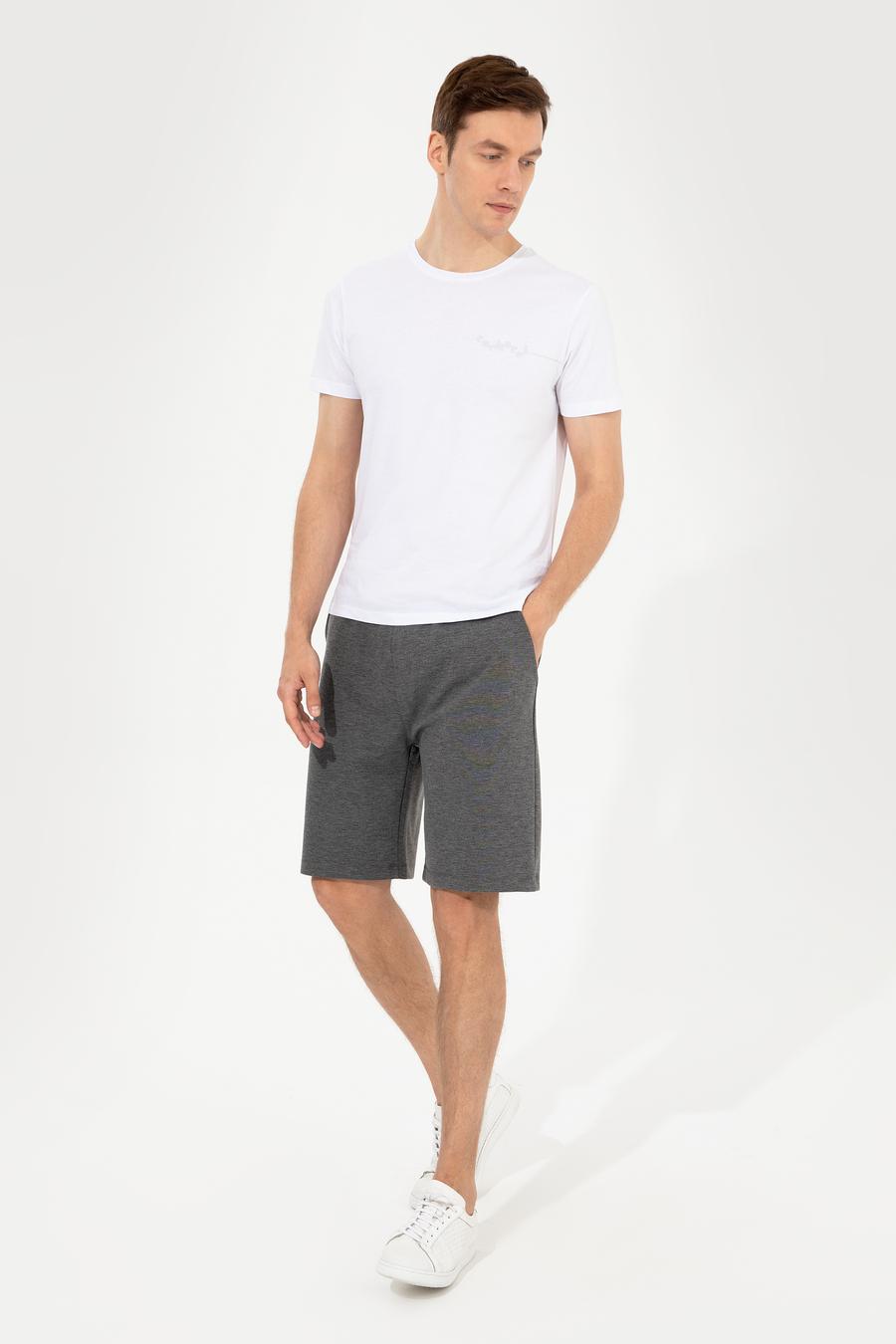 Gri Melanj Comfort Fit Örme Şort - 50251962022